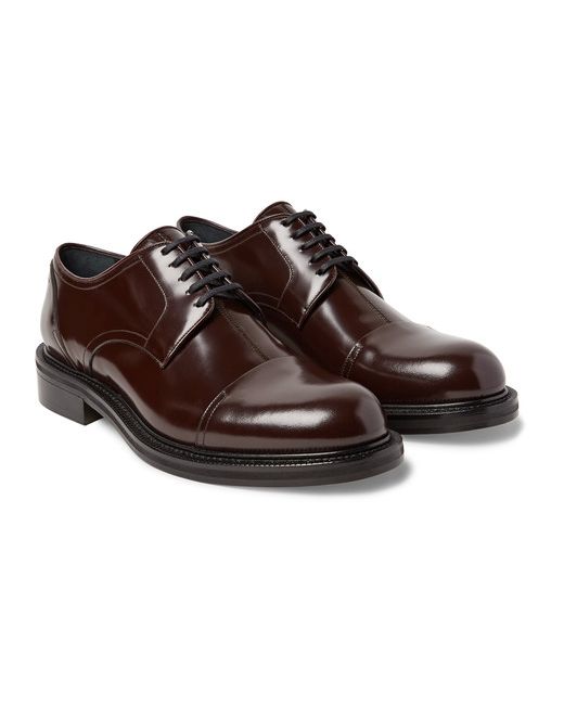 Loewe Polished-leather Cap-toe Derby Shoes