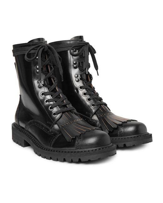 Dries Van Noten Polished-leather Kiltie Brogue Boots