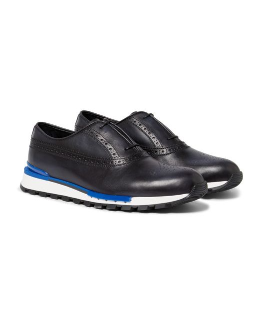 Berluti Fast Track Polished-leather Brogue Sneakers