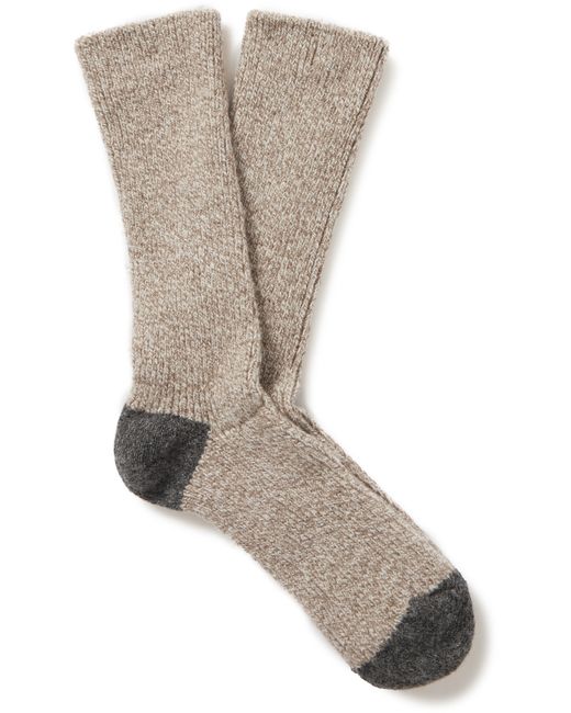 Anonymous Ism Wool 2 Ribbed Two-Tone Wool-Blend Socks