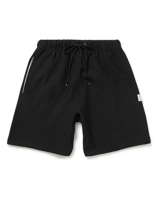 Abc. 123. Abc. 123. Straight-Leg Webbing-Trimmed Logo-Embroidered Cotton-Blend Jersey Drawstring Shorts
