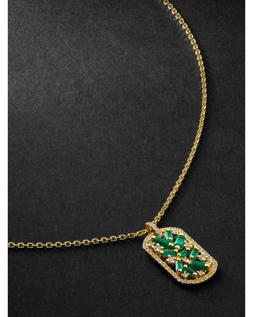 Suzanne Kalan Emerald and Diamond Pendant Necklace