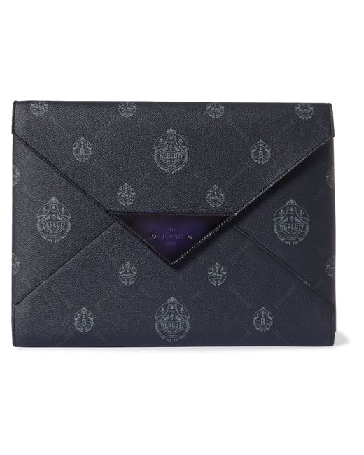 Berluti Leather-Trimmed Logo-Print Canvas Pouch