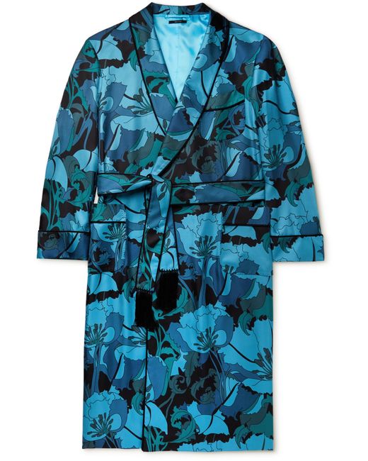 Tom Ford Tasselled Piped Floral-Print Silk-Twill Robe