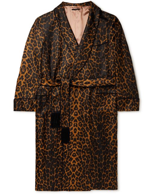 Tom Ford Tasselled Piped Leopard-Print Silk-Twill Robe