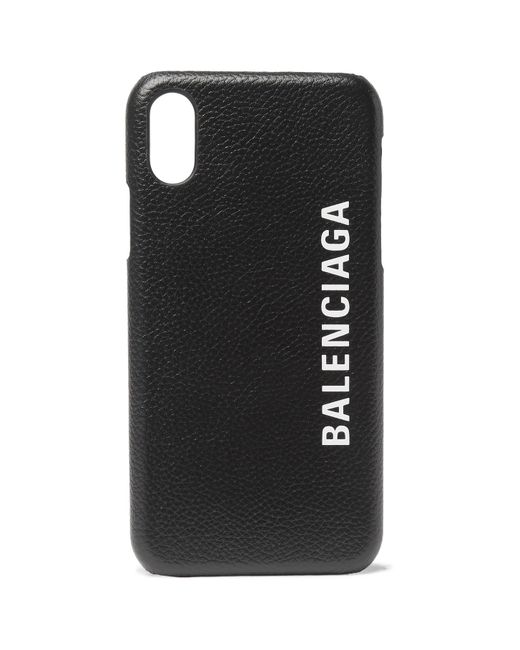 Balenciaga Logo-Print Full-Grain Leather iPhone X Case