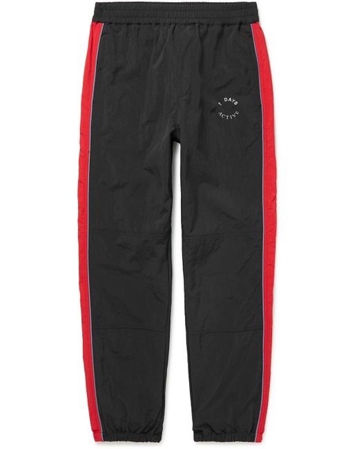7 Days Active Slim-Fit Tapered Logo-Print Striped Nylon Sweatpants
