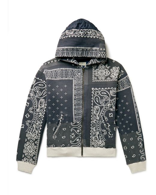 Kapital Bandana-Print Cotton-Jersey and Quilted Shell Zip-Up Hoodie