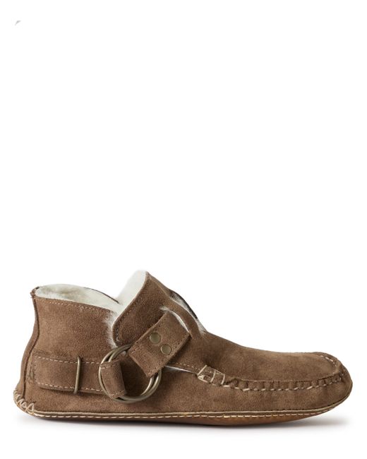 Quoddy Legacy Ring Shearling-Lined Suede Moccasins