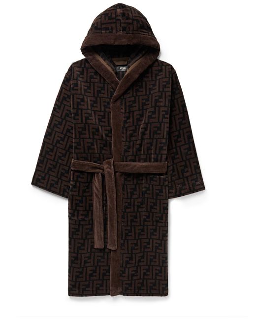 Fendi Logo-Print Cotton-Velour Hooded Robe