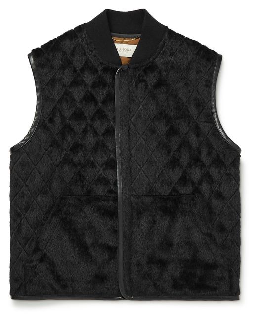 Agnona Leather-Trimmed Quilted Alpaca and Wool-Blend Gilet