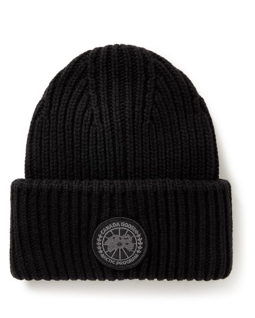Canada Goose Logo-Appliquéd Ribbed Wool and Cashmere-Blend Beanie