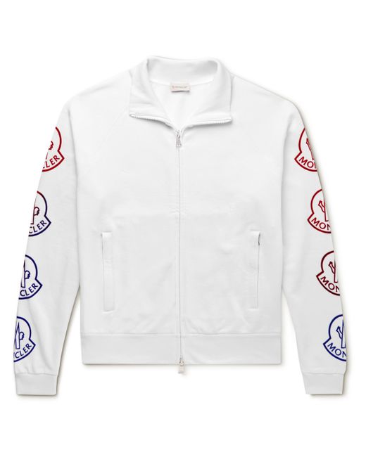 Moncler Logo-Flocked Cotton-Jersey Zip-Up Sweatshirt