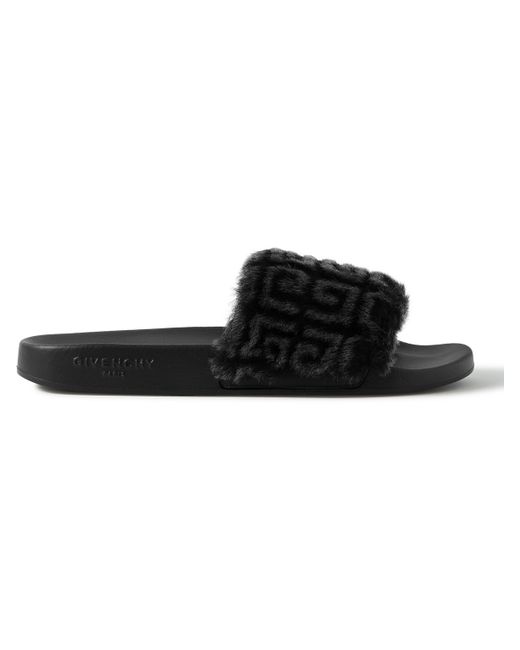 Givenchy Printed Shearling and Rubber Slides