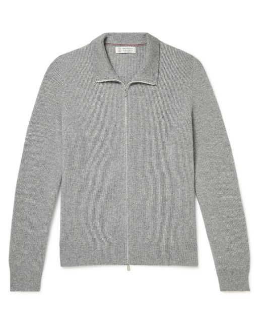 Brunello Cucinelli Ribbed Cashmere Zip-Up Sweater