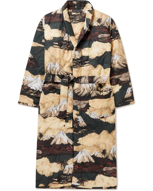 Desmond & Dempsey Belted Quilted Printed Cotton Robe
