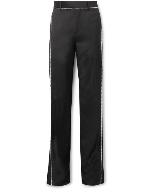 Amiri Flared Crystal-Embellished Wool-Twill Suit Trousers