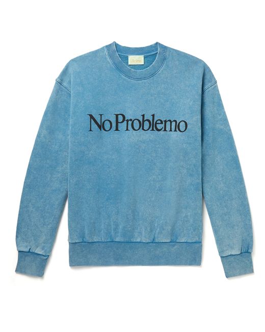 Aries No Problemo Acid-Washed Cotton-Jersey Sweatshirt