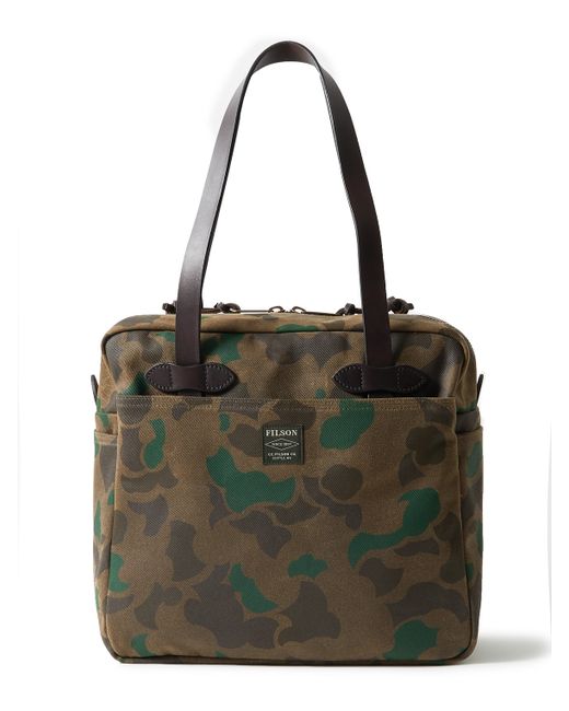 Filson Leather-Trimmed Camouflage-Print Waxed Rugged Twill Tote Bag