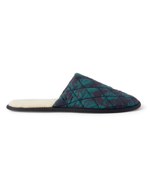 Desmond & Dempsey Byron Wool-Lined Quilted Printed Cotton Slippers