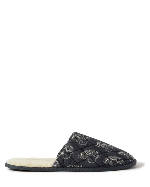 Desmond & Dempsey Byron Wool-Lined Quilted Printed Cotton Slippers