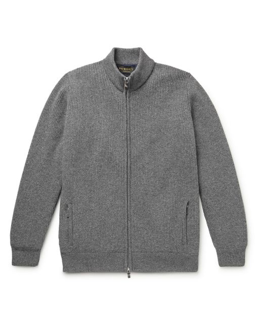 Purdey Orkney Ribbed Wool Zip-Up Cardigan