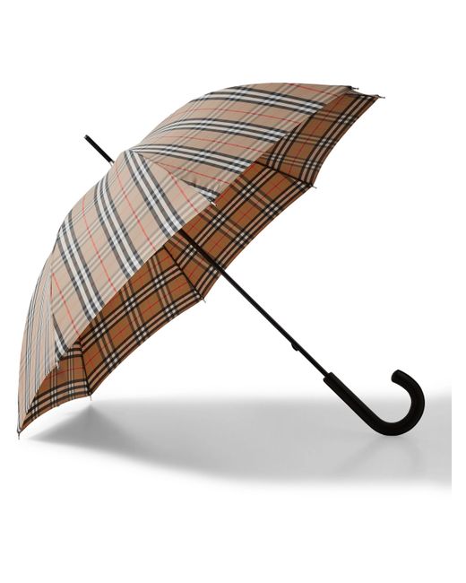 Burberry Checked Leather-Handle Umbrella