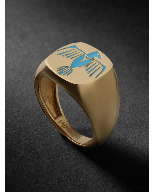 Jacquie Aiche Thunderbird Crest and Enamel Signet Ring
