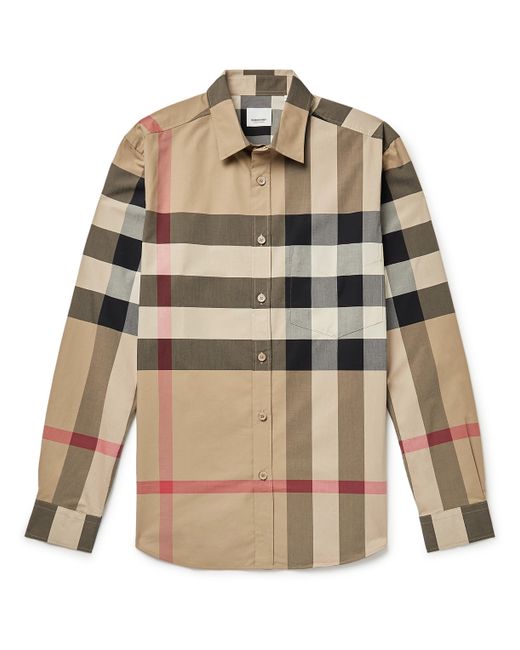 Burberry Slim-Fit Checked Cotton-Blend Poplin Shirt