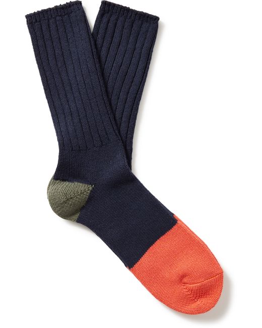 Thunders Love Colour-Block Ribbed Recycled Cotton-Blend Socks