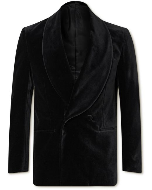 De Petrillo Positano Shawl-Collar Double-Breasted Velvet Tuxedo Jacket