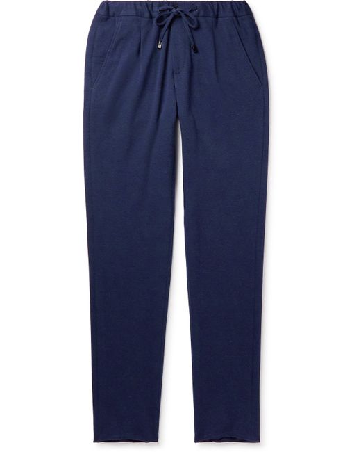 Thom Sweeney Slim-Fit Tapered Wool and Cotton-Blend Jersey Trousers