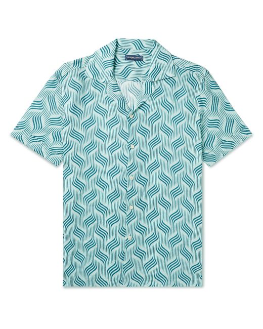 Frescobol Carioca Roberto Camp-Collar Printed Linen Shirt