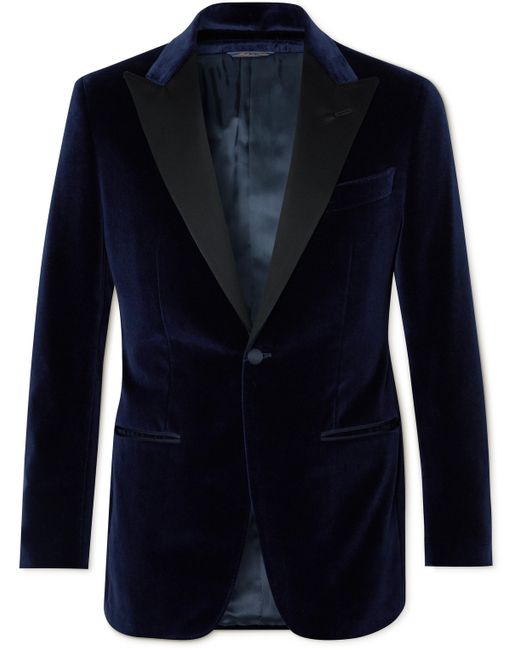 Thom Sweeney Slim-Fit Faille-Trimmed Cotton and Modal-Blend Velvet Tuxedo Jacket