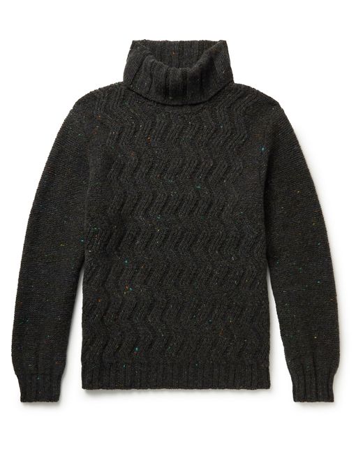 Inis Meáin Corrán Cam Cable-Knit Donegal Merino Wool and Cashmere-Blend Rollneck Sweater