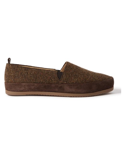 Mulo Suede-Trimmed Tweed Loafers
