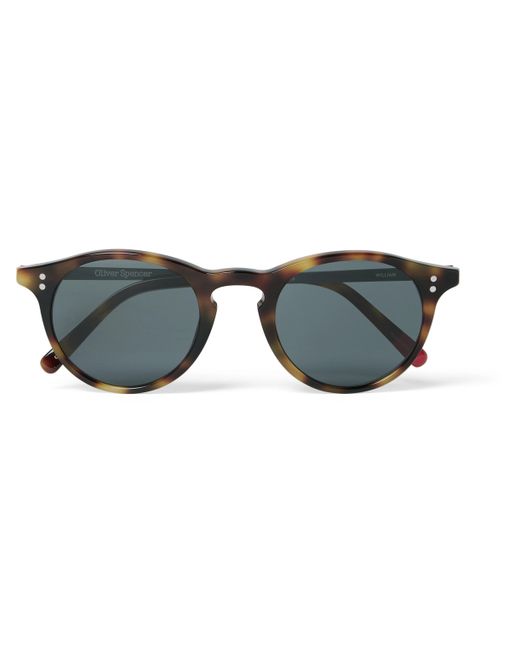 Oliver Spencer William Round-Frame Acetate and Silver-Tone Sunglasses