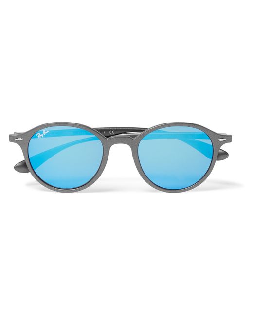 Ray-Ban Round-Frame Matte Silver-Tone Mirrored Sunglasses