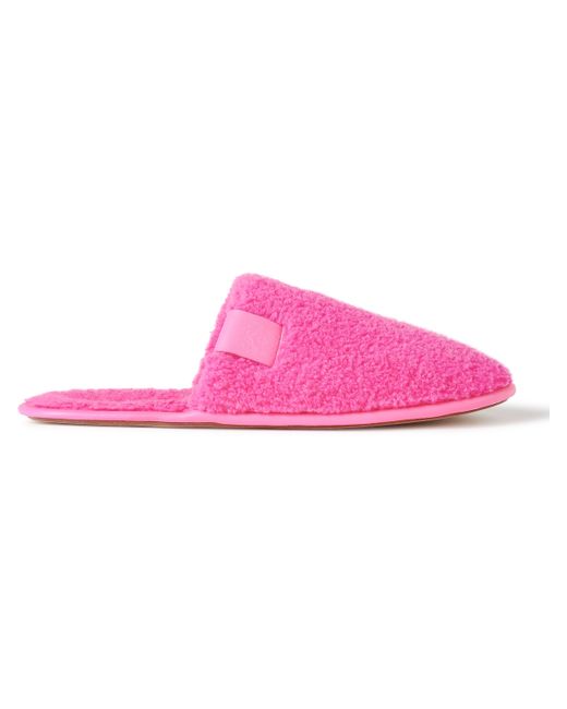 Loewe Leather-Trimmed Shearling Slippers