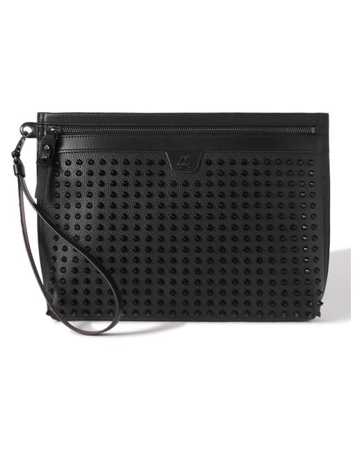 Christian Louboutin City Spiked Full-Grain Leather Pouch