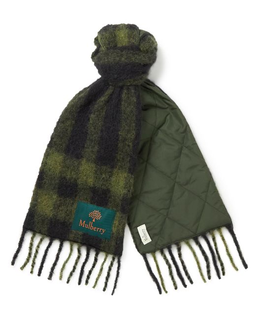 Mulberry Reversible Checked Knitted and Quilted Recycled Shell Scarf