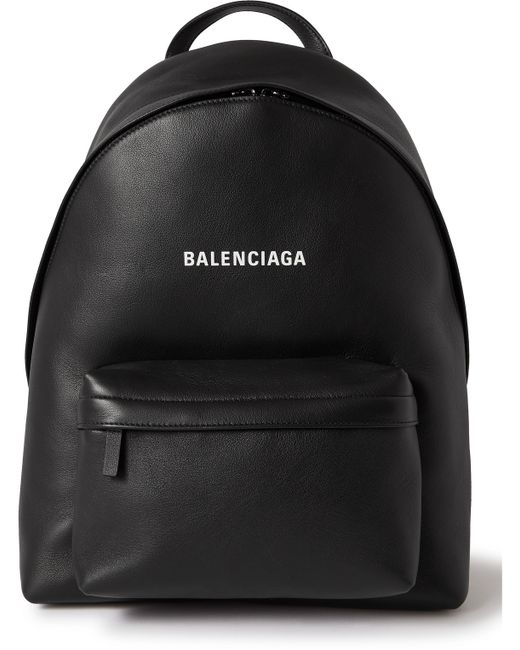 Balenciaga Logo-Print Leather Backpack