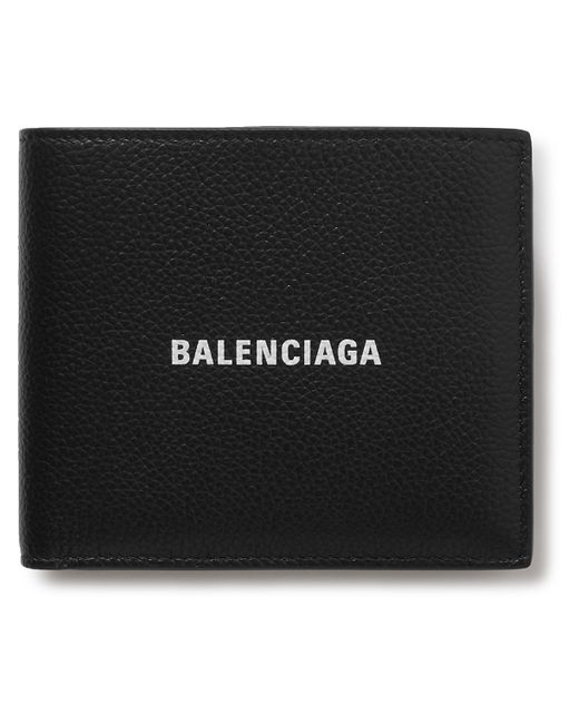 Balenciaga Logo-Print Full-Grain Leather Billfold Wallet