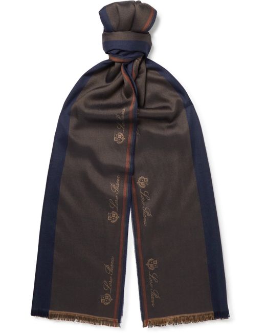 Loro Piana Fringed Striped Cashmere and Silk-Blend Scarf