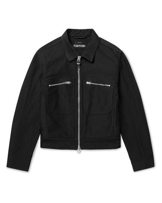Tom Ford Leather-Trimmed Cotton-Twill Jacket