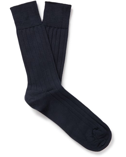 John Smedley Omega Ribbed Merino Wool-Blend Socks