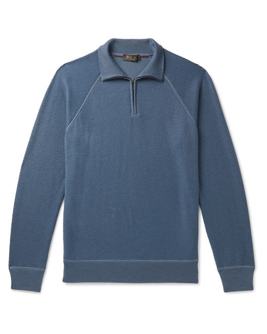Loro Piana Ribbed Cashmere and Silk-Blend Half-Zip Sweater