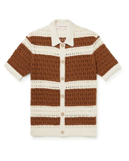 Orlebar Brown Fabien Striped Crochet-Knit Cotton and Linen-Blend Cardigan