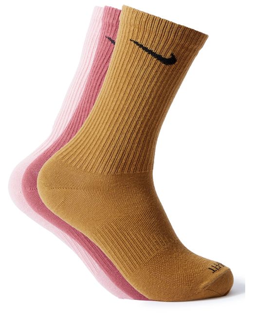 Nike Training Three-Pack Everyday Plus Ribbed Dri-FIT Cotton-Blend Socks
