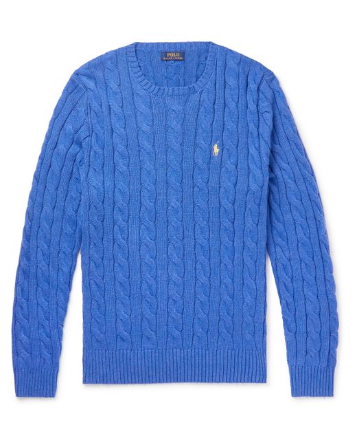Polo Ralph Lauren Logo-Embroidered Cable-Knit Cotton Sweater